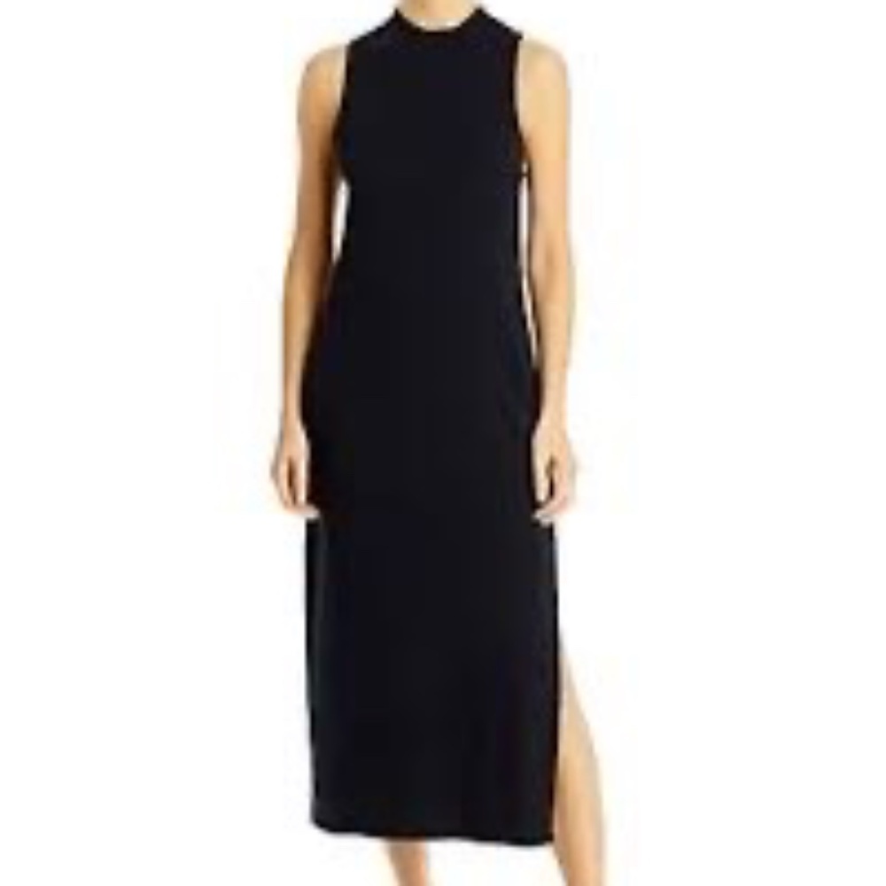 Bella Dahl Sleeveless Mock Neck Midi Dress Black Size Medium